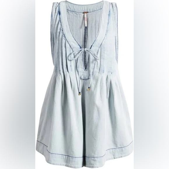 Free People Dresses & Skirts - Free People Light Blue Sleeveless Romper Dress